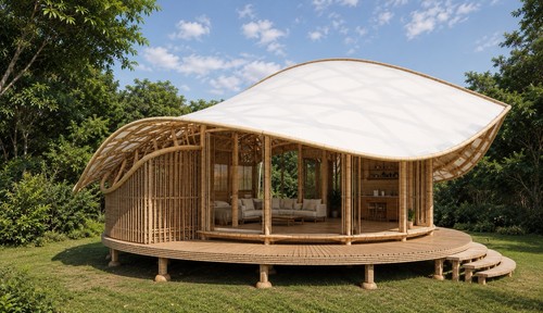 Bamboo glamping pod summer - bamboo,